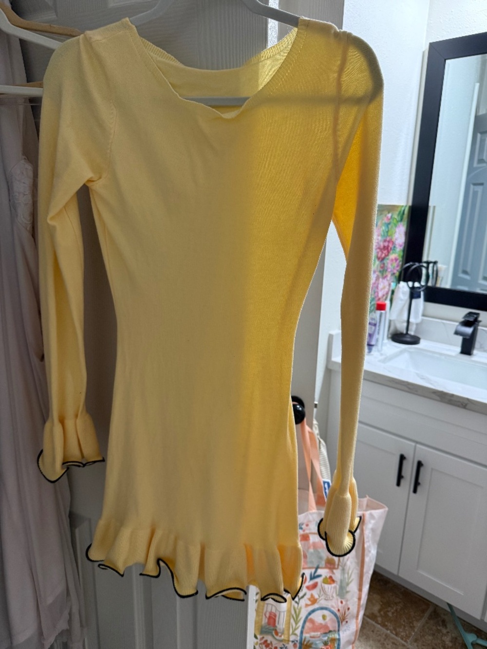Yellow mini sweater dress